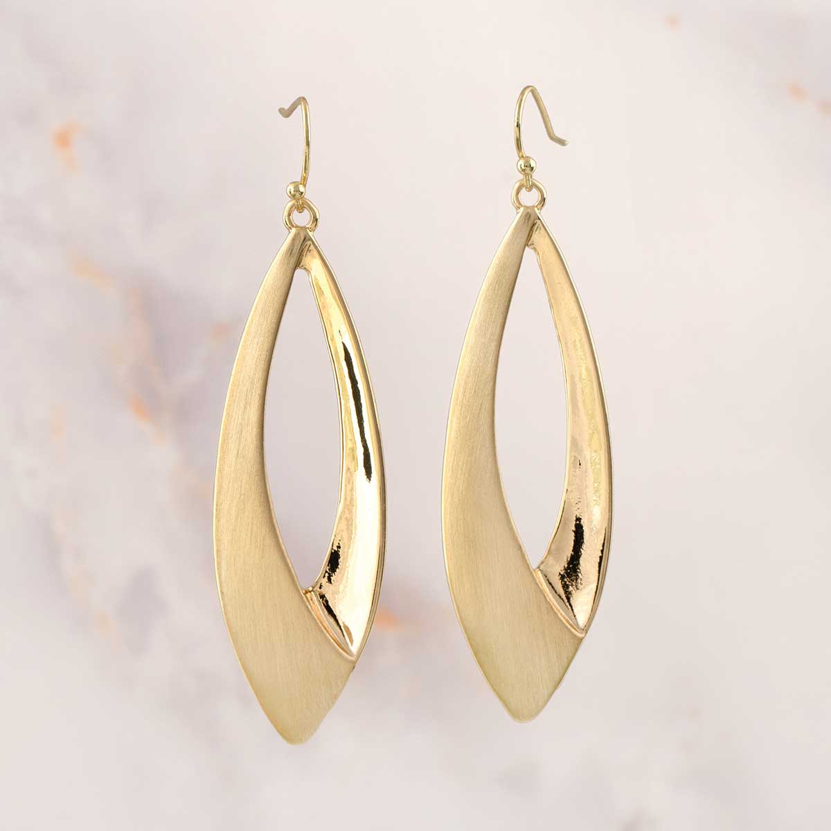 EARRINGS BRUSHED/SHINY GOLD