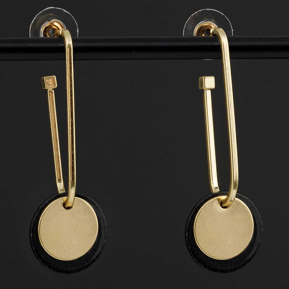 EARRINGS OVAL DISC WORN GOLD