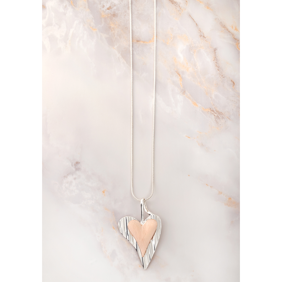 NECKLACE 2-TONE HEART PENDANT