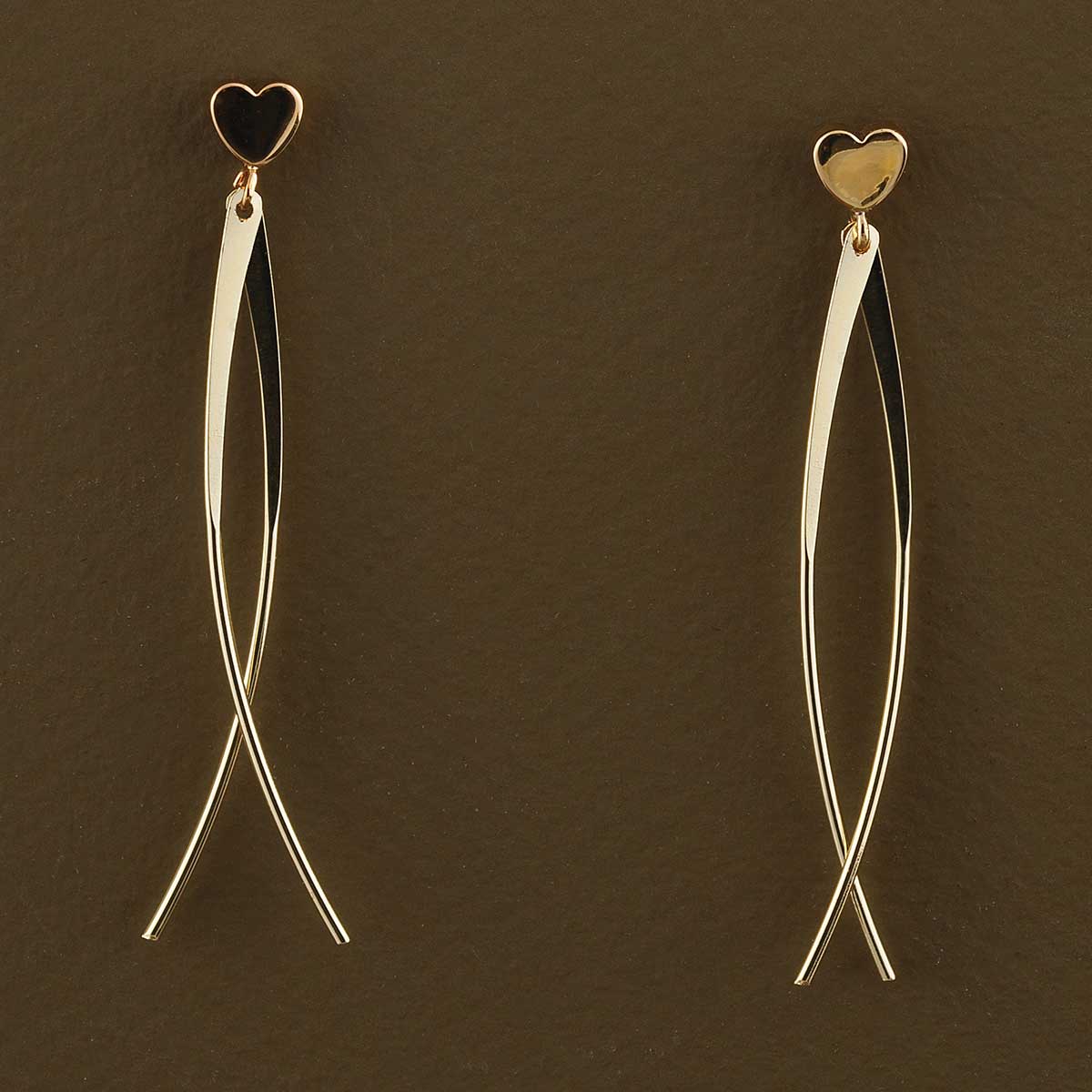 EARRINGS HEART THREADER DANGLE