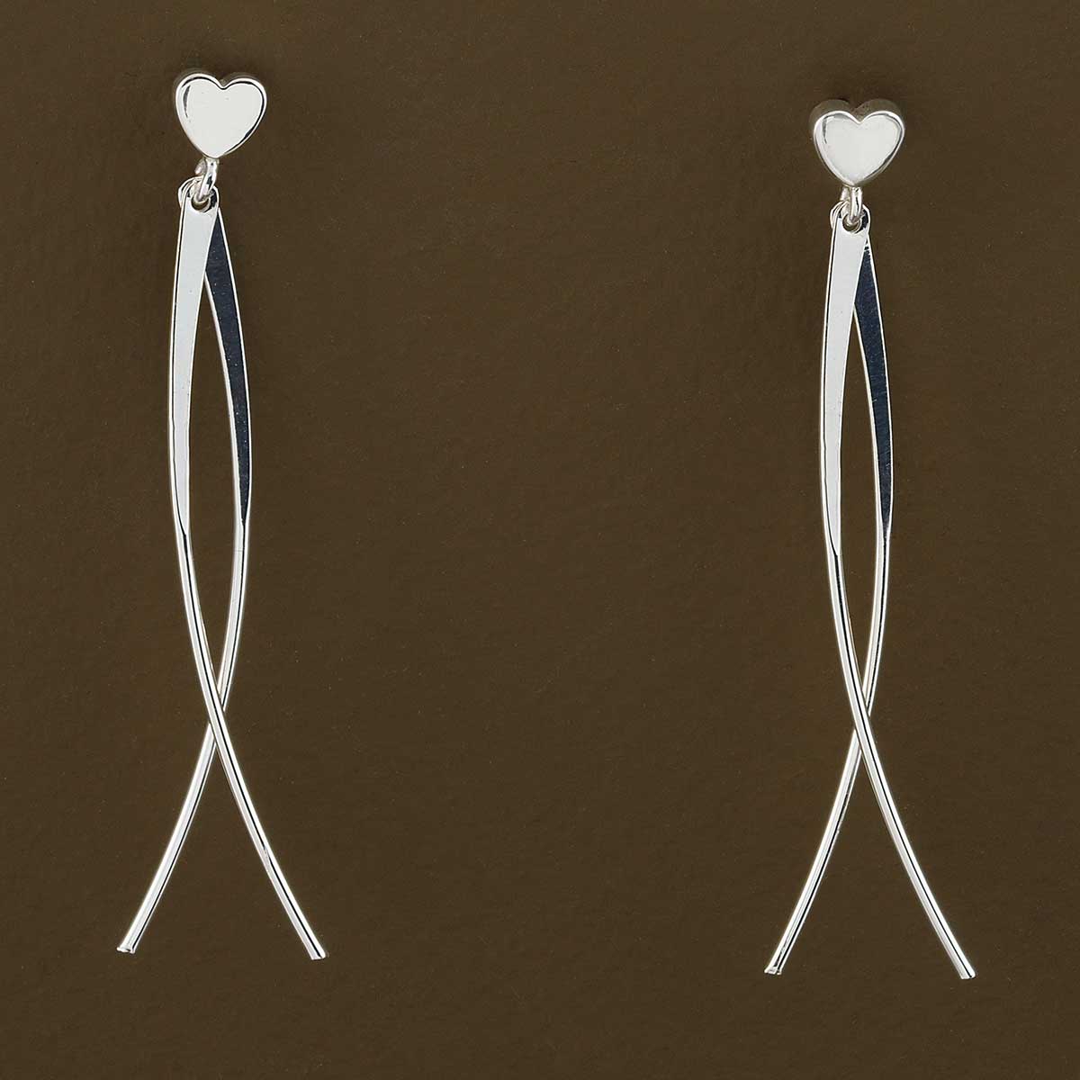 EARRINGS HEART THREADER DANGLE