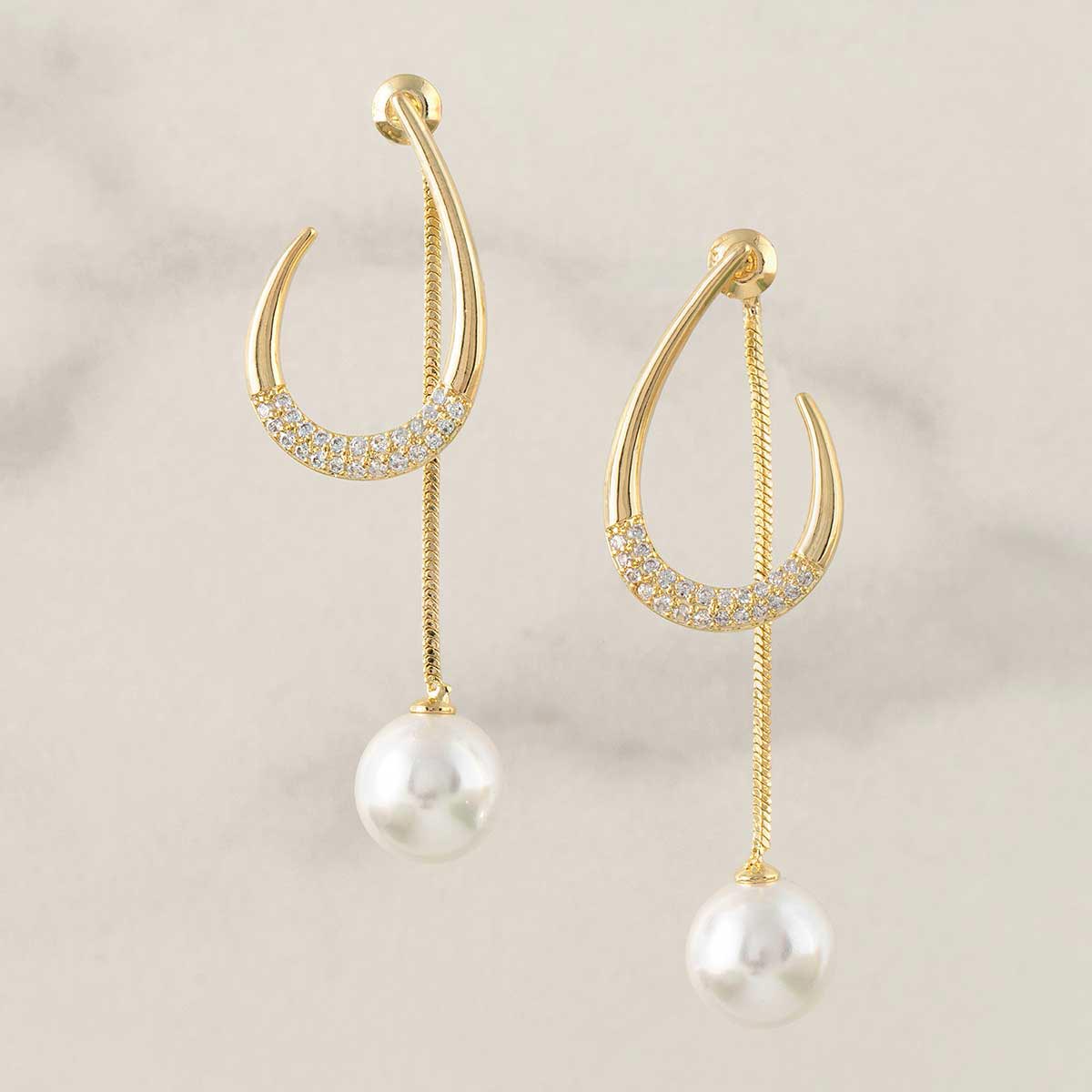 EARRINGS PEARL HOOP 2 PC