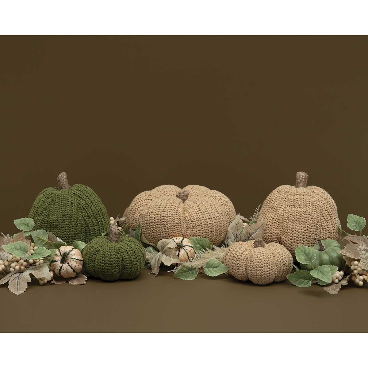 SWEATER KNIT PUMPKIN PLUSH GREEN TALL 7"X8"