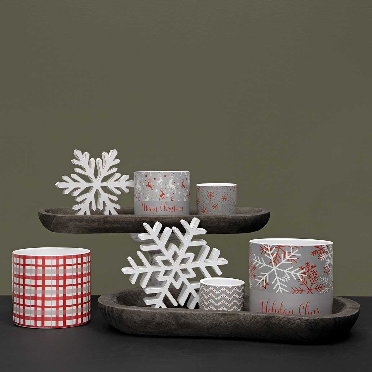 POT HOLIDAY CHEVRON SMALL 3IN X 2.5IN CERAMIC