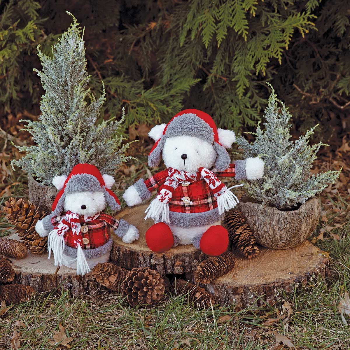 BEAR WINTER CRITTER SMALL 5IN X 7IN WHITE/RED/GREY