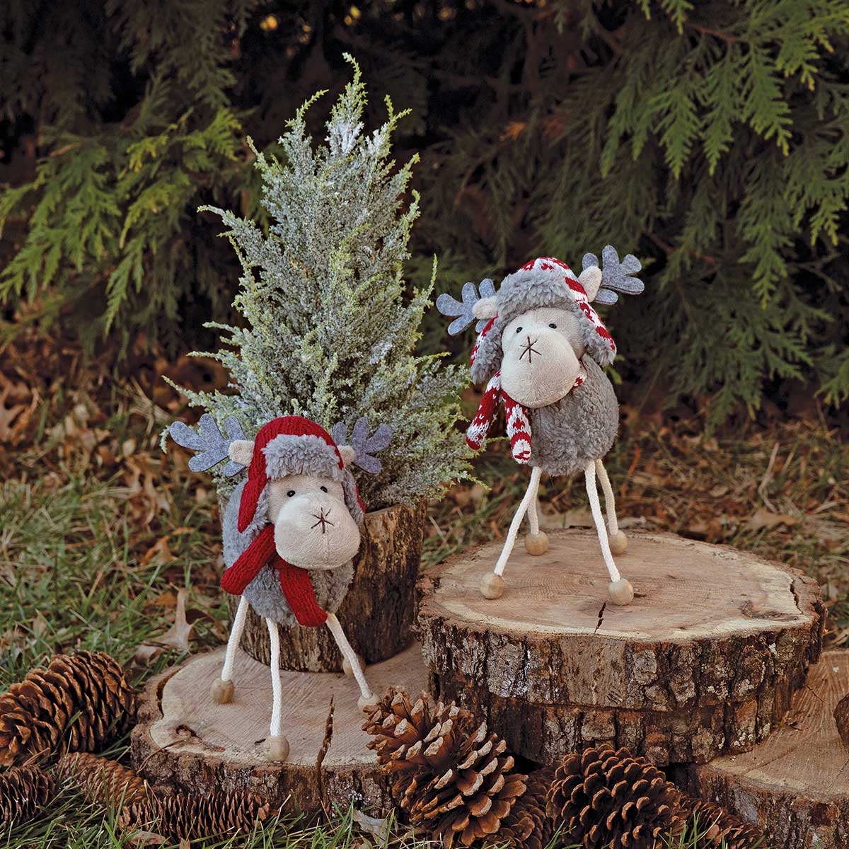 MOOSE 4 WIRED LEGS 2 ASSORTED 4IN X 6IN X 8.5IN GREY/CREAM/RED