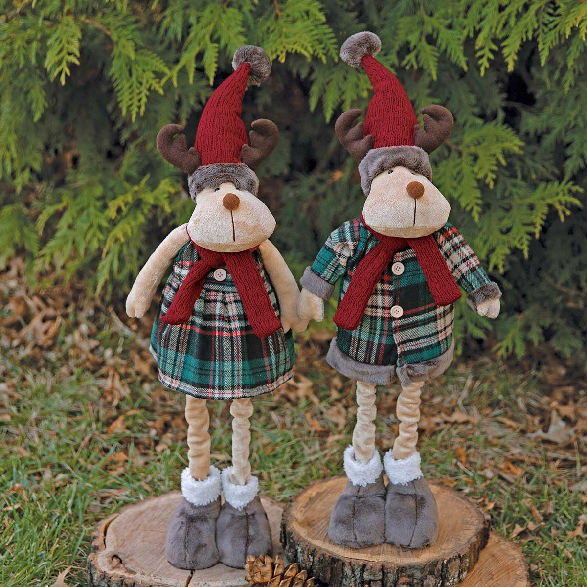 MITCHELL AND LOLA EXPANDABLE PLAID MOOSE COUPLE 2 ASSORTD