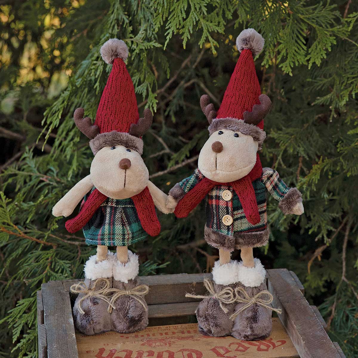 MITCHELL AND LOLA STANDING PLAID MOOSE COUPLE 2 ASSORTED