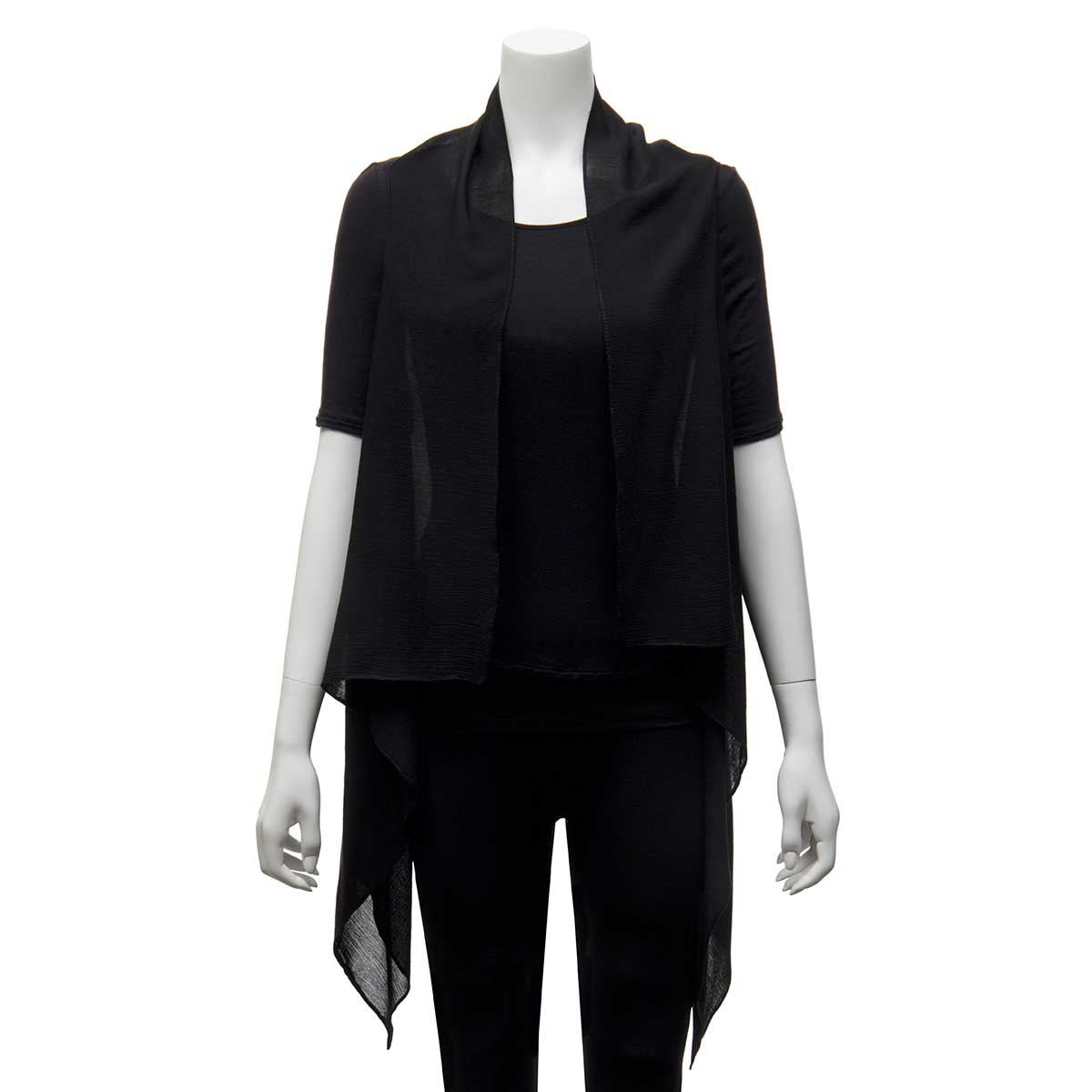 b50 VEST FLOWY CRINKLE BLACK 47IN X 28IN POLYESTER